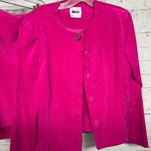 Leslie Fay Pink Blazer & Skirt - Faux Suede Women Size 8